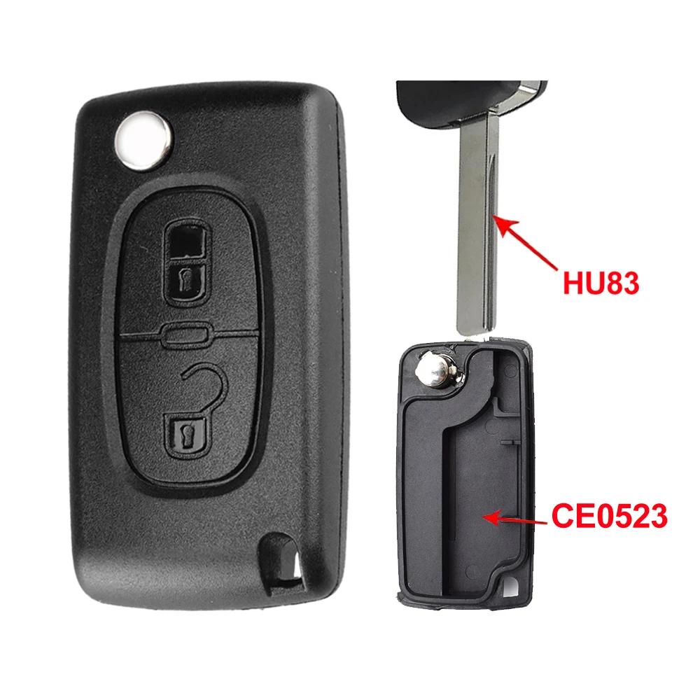 YOCASTY Flip Remote Car Key Shell Case For Peugeot 207 307 308 407 607 807 For Citroen C2 C3 C4 C5 C6 Xsara Berlingo HU83 VA2