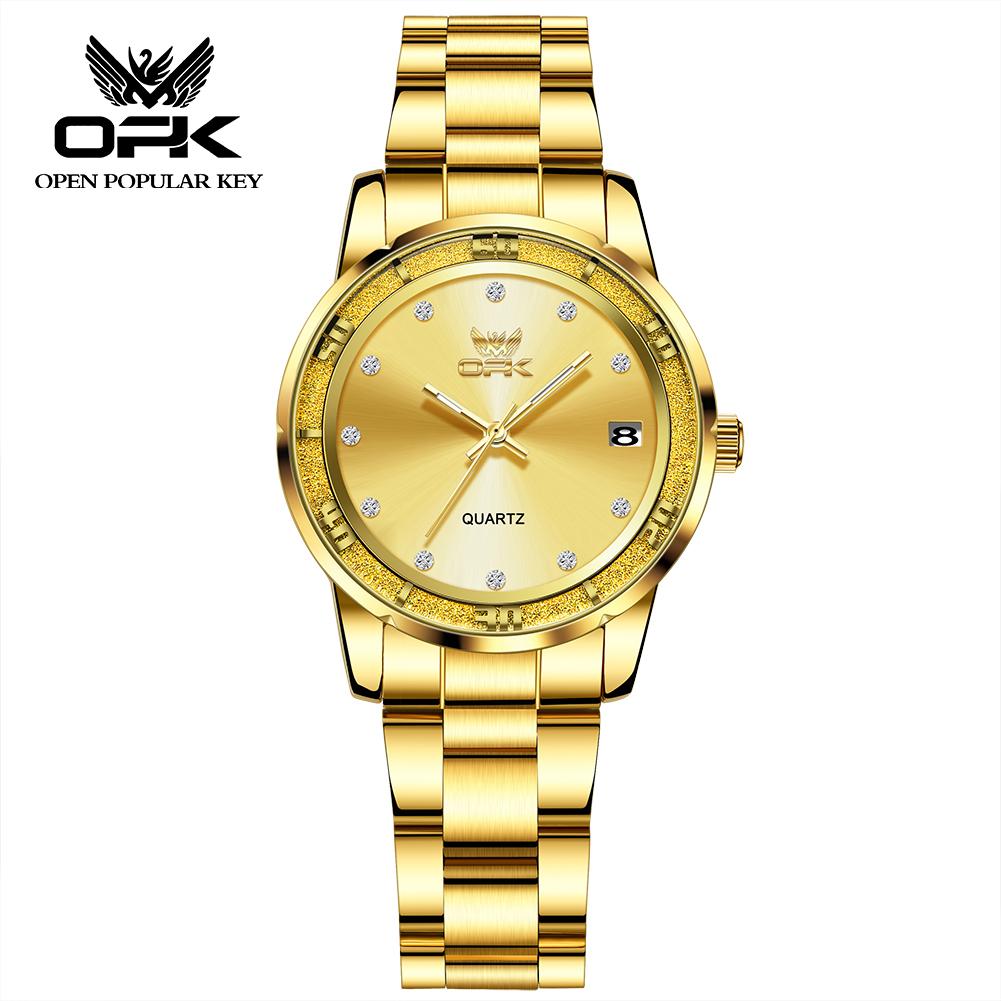 OPK Fashion Luxury Quartz Watch For Women Zircon Scales Ladies Waterproof Luminous Calendar Women's Watches
