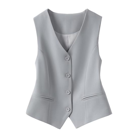 Kadın Resmi Yelek V Yaka Tek göğüslü Kolsuz Hırka Düz Renk Gevşek OL İşe gidip gelir Ofis Giyim Yelek Bayan Ceket