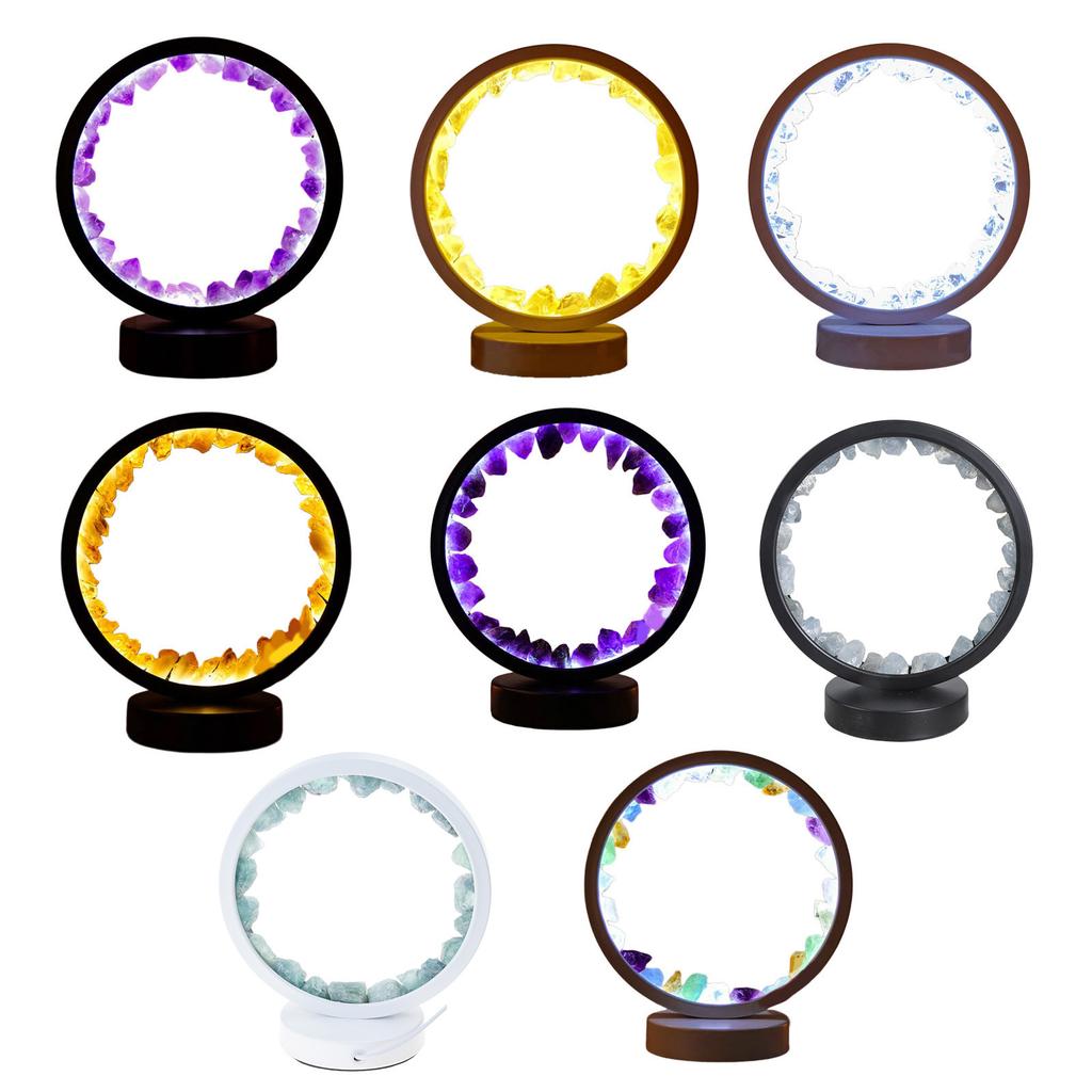 USB-betriebenes Amethyst Heilstein LED-Nachtlicht mit solidem Sockel für Schlafzimmeratmosphären für Schlafzimmer Wohnzimmer