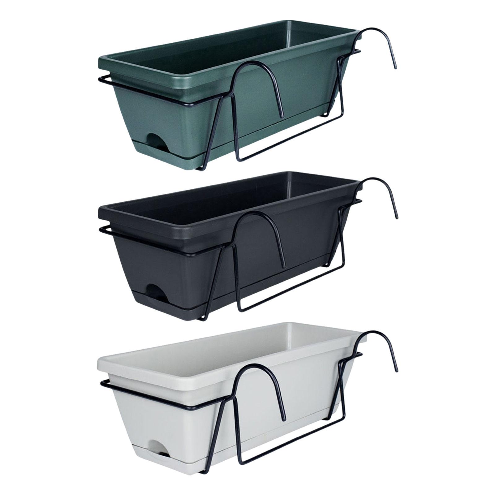 Balcony Railing Planter Flowerpot Flower Plant Pot,Rail Planter Window Box colore grigio chiaro