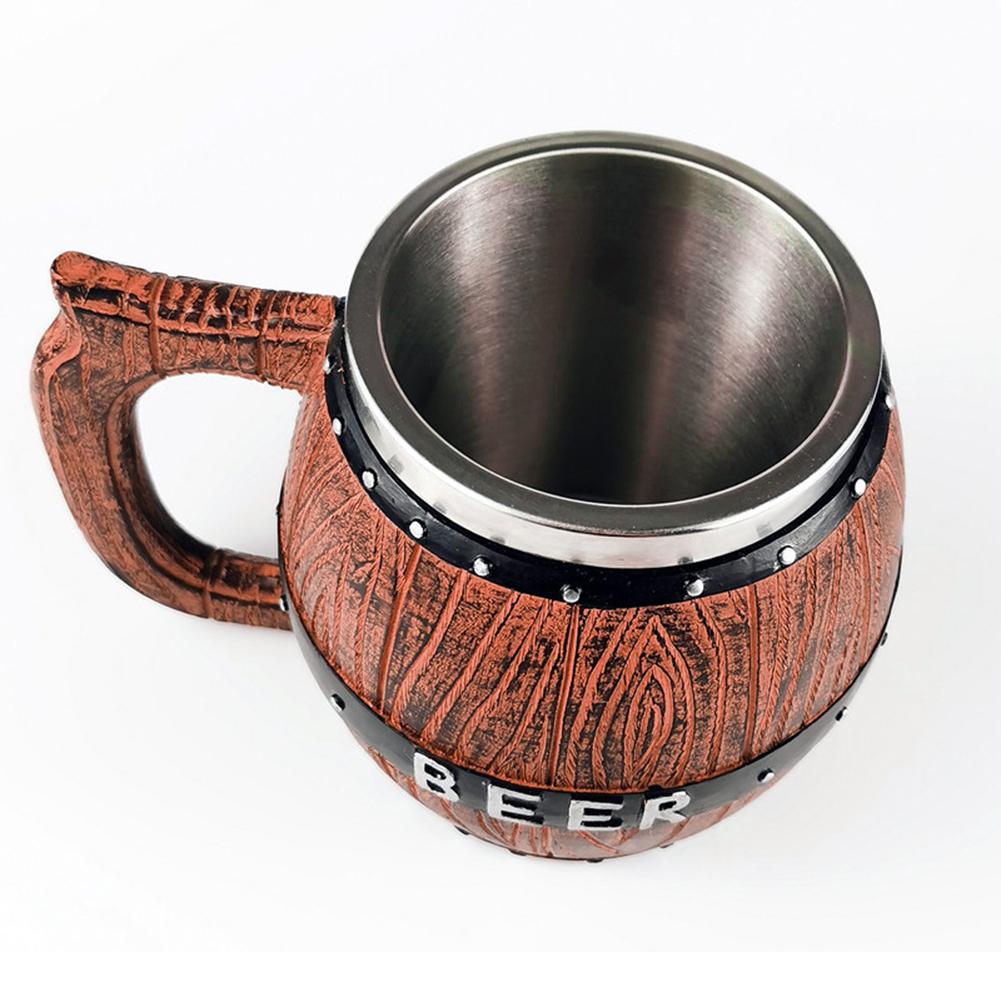 Large Capacity Wooden Barrel Beer Glass Cocktail Drinking Glass Large Beer Barrel Kitchen Holiday Creative Exquisite Gift
