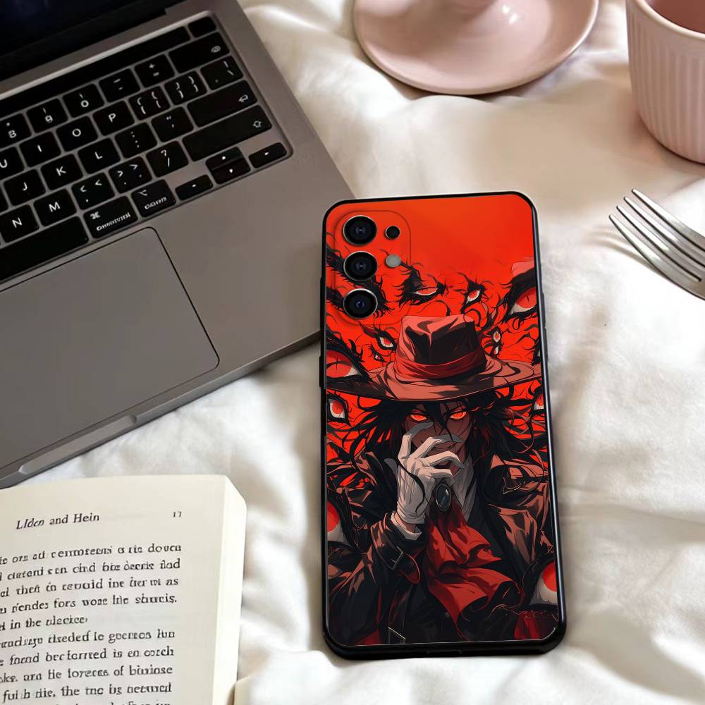 Anime H-hellsing Phone Case For Samsung S25,24,23,22,30,21,10,9,Ultra,Plus,Lite,FE,4,5 G Soft Black Case