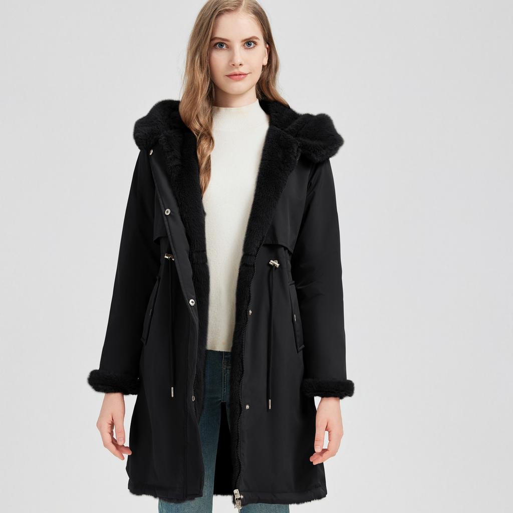 Double-sided Pie Overcomes Long Winter New Waist Cotton-padded Jacket with Velvet Cotton-padded Jacket