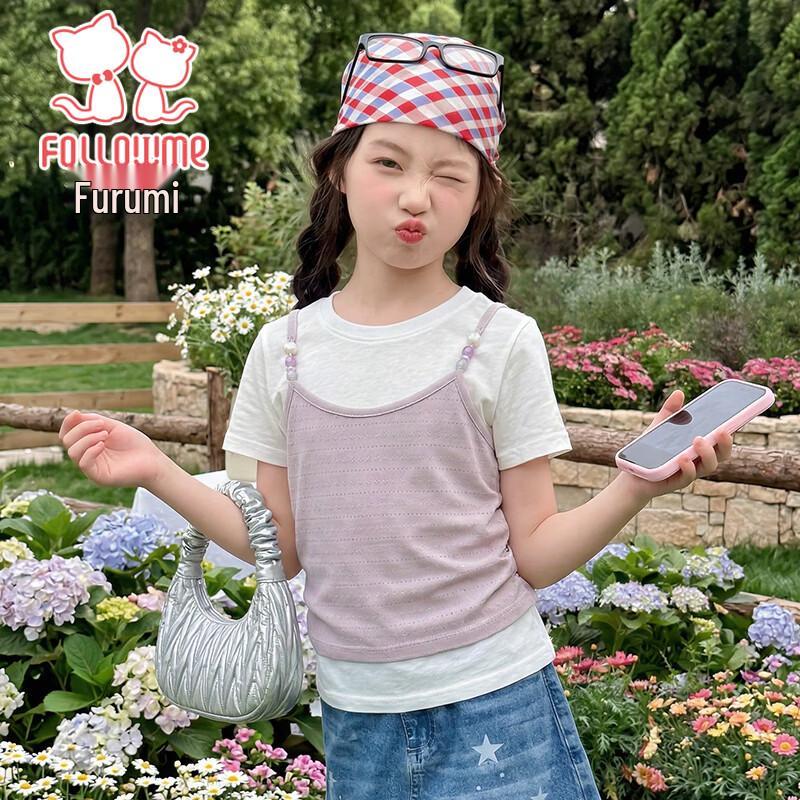 Fuluomi Girls' Short Sleeve Layered Look T-Shirt