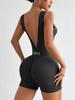 Seamless Deep V-Neck Yoga Bodysuit: Women's Nude-Tight Shaping Sportswear with Beautiful Back Design