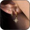 Triple Huggie Stacked Earrings for Women Gold Chain Drop Dangle Earrings Cute Statement CZ Earrings Trendy Dainty Jewelry Gift