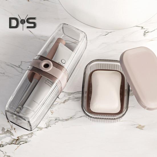 Travel Soap Case with Toothbrush Box Leakproof Easy To Clean Bathroom Soap Container with Lid Portable Bar Soap Holder