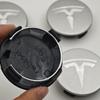 ANC1 4pcs/set 56mm Matte Silver Original Car Wheel Center Caps Emblem Rims Hub Cover Logo Badge For Tesla Model 3 Y X S Accessories