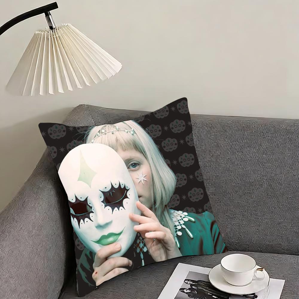 A-Aurora Aksnes Singer Cushion Cover Reversible Plush Pillow Cover – For car, sofa, bedroom, perfect as a gift.