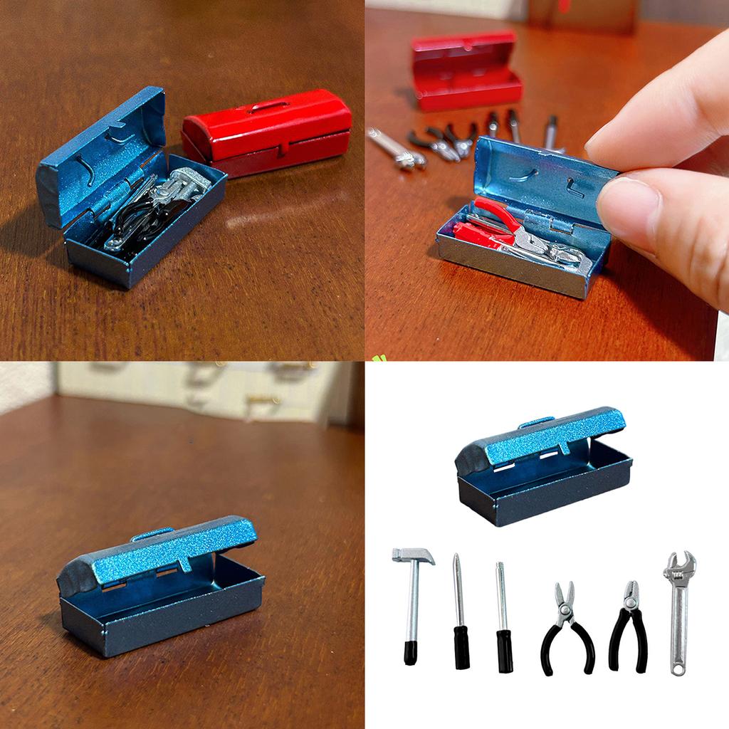 Miniature Workshop Tool with Hammer Wrench Pliers For Children Educational Roleplay Game Doll House Scene Decroatioin