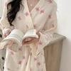 Women's Spring/Autumn Korean-Style Simple Comfortable Nightgown Pink Bow Casual Loose-Fit Loungewear Nightdress