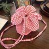 Cloth Small Crossbody Bag Plaid Ins Shoulder Bag Lightweight Flower Drawstring Bag Vacation