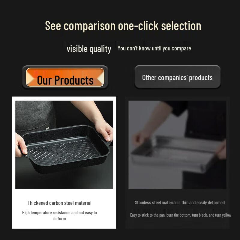 Non-stick Carbon Steel Oval Fish Roasting Pan with Lid