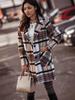 Fall Winter New Wool Long Sleeve Stand Collar Checked Coat Women's Jacket