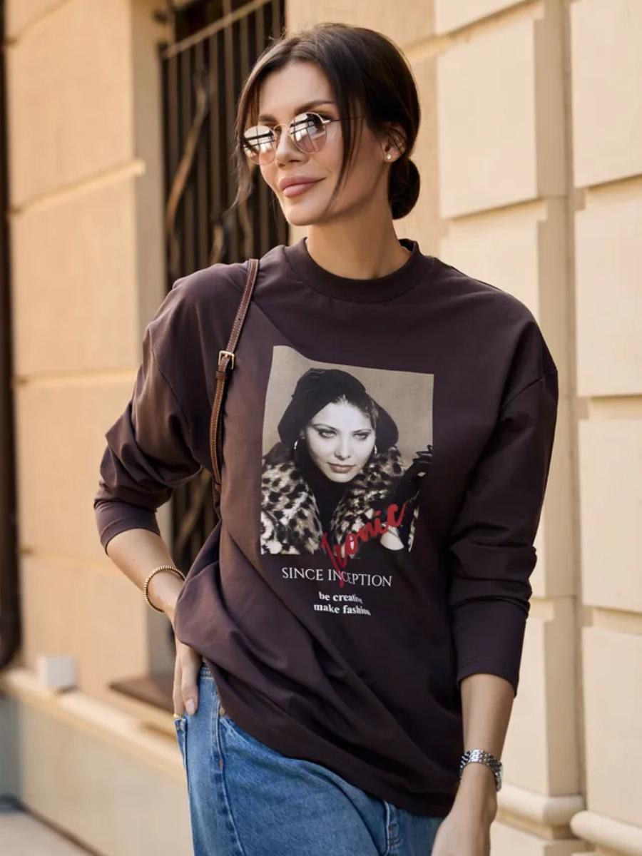 

100% cotton t-shirt 2025 spring fashion temperament retro loose meat cover commuter ins wind XXXL темно-сірий