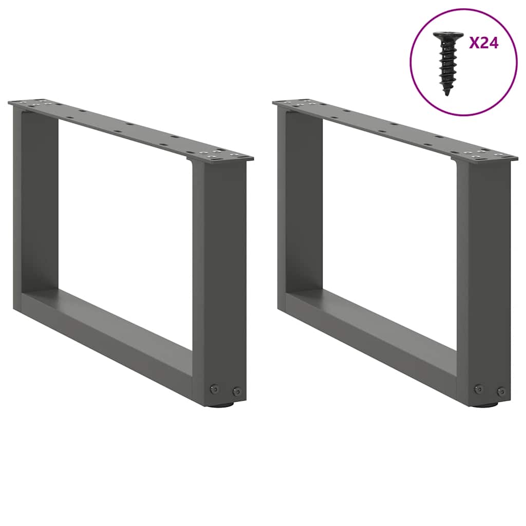 Vidaxl Coffee Table Legs, 2 Pcs, Anthracite, 60X(30-31) Cm, Steel