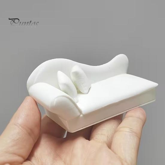 Creative Miniature Gifts 1:12 Scale Dollhouse Sofa with Pillows, European White Blank Furniture Style Simulation Recliner, Photography for Decoration
