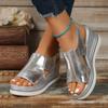 Summer Fashion Sandals Large Size Buckle with Muffin Wedge Heel Platform Beach Sandals