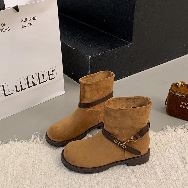 2025 Autumn New Retro Short Boots Casual Cowboy Western Boots Women's Shoes Martin Boots Women's Shoes Trendy Shoes Women's Boots M~
