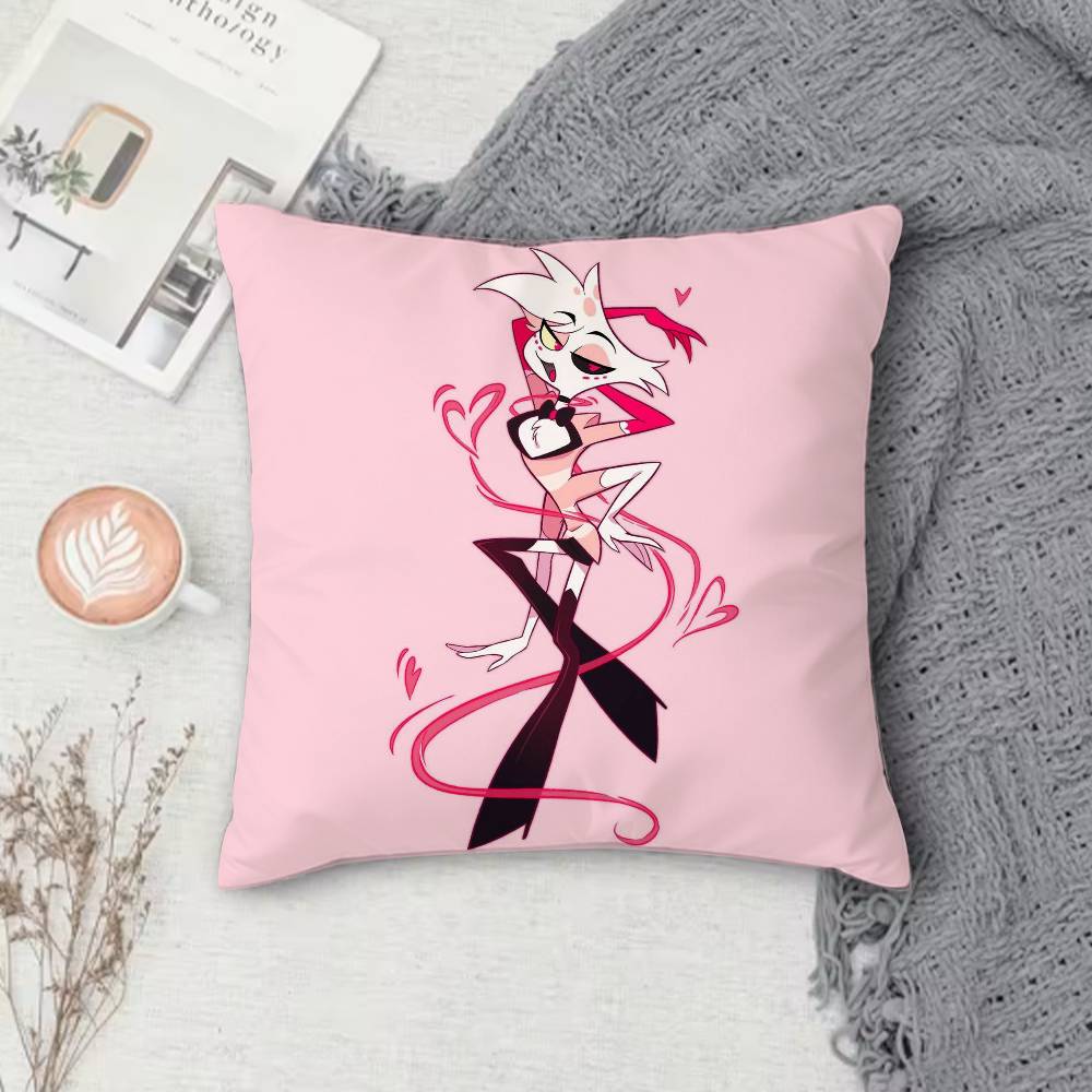 Hazbin Hotel HH Dark Comedy Adult Animation Doublesided Printed Square Decorative Cushion Cover for Sofa Living Room Home Decor