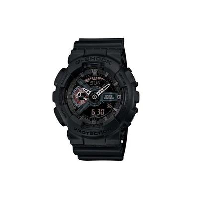 Black Warrior Trendy Cool Black Street Large Dial Sports Waterproof Quartz Movement Resin Strap Men Watches GA-110MB-1A