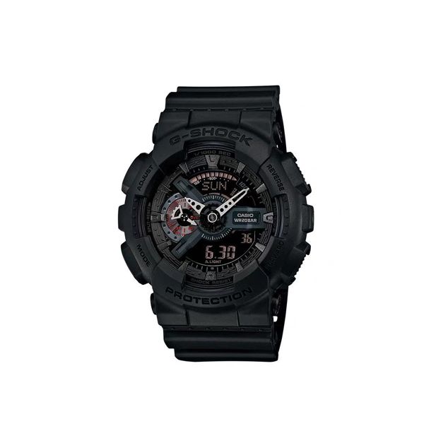 

G-Shock Black Warrior Trendy Cool Black Street Large Dial Sports Waterproof Quartz Movement Resin Strap Men watches GA-110MB-1A Regular Watch Box,Black Strap