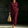 Women's Casual Loose Fit Velvet Long Sleeve Set with Pants for Everyday Wear