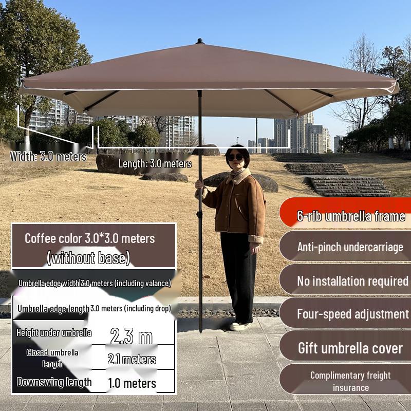 Large Outdoor Commercial Parasol - Thickened Square Patio Umbrella Tent