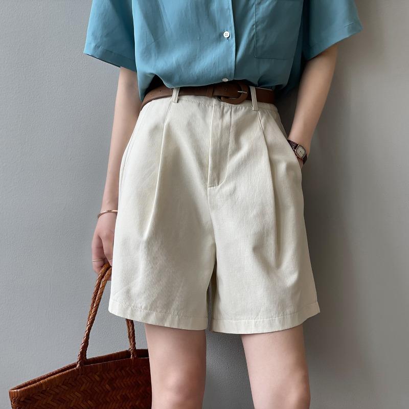 Summer Loose Wide Leg Shorts for Women New Korean Fashion Casual High Waisted Short Pants Elegant Solid Color Shorts Trousers 677