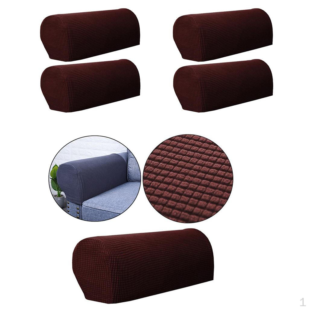 Set of 4 Armrest Cover Stretch Fabric Sofa Arm Protectors Anti-Slip Couch Slipcovers