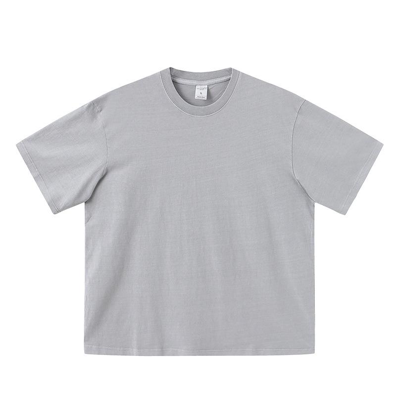 Men'S Trendy Brand Summer Washed And Dyed Old Light Version Short-Sleeved T-Shirt Heavy Cotton Casual High Street Half-Sleeves