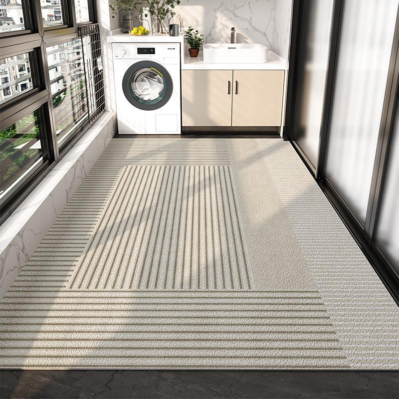 Carpet for Balcony Waterproof Floor Mat Large Gray Carpets Pvc Leather Non-slip Foot Mats Home Decoration Rugs Kitchen