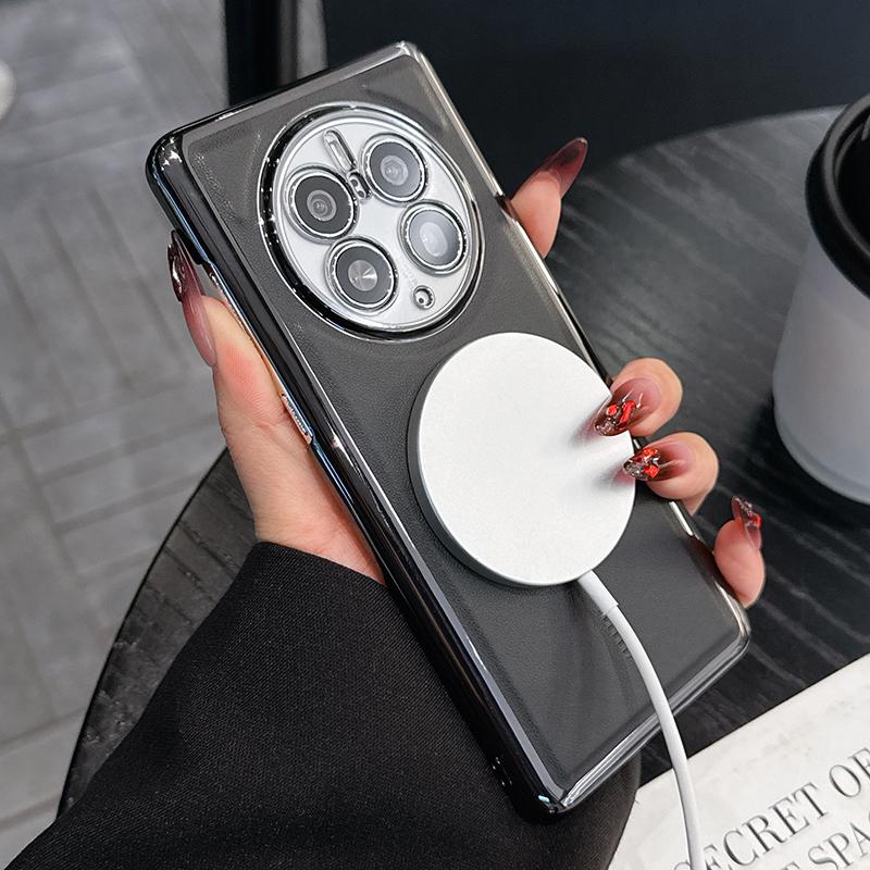 For Huawei Mate 50 50 Pro 40 40 Pro Electroplated Leather Texture Magnetic Wireless Charging Shockproof Phone Case