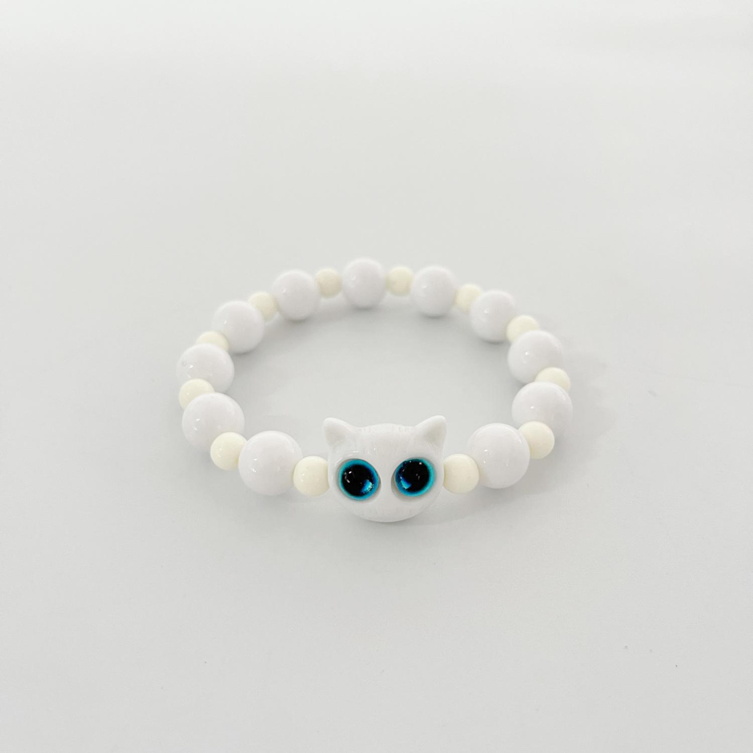 Sweet and cool kitten beaded bracelet ins wind niche design cute dopamine jewelry couple girlfriend bracelet чёрный