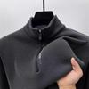 Men's Winter Fleece-Lined Half-Zip Sweatshirt: Warm, Casual Long-Sleeve Stand Collar Top