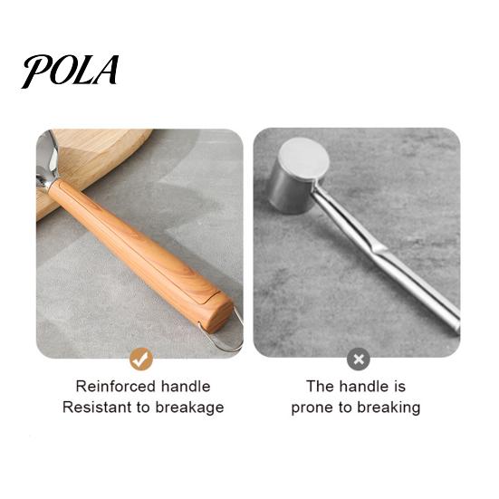 Rust-proof Meat Hammer Tenderizer Hammer, with Ergonomic Wooden Handle, Non-Slip Grip Stainless Handle Mallet Steel Fist-Shaped Mallet, Kitchen