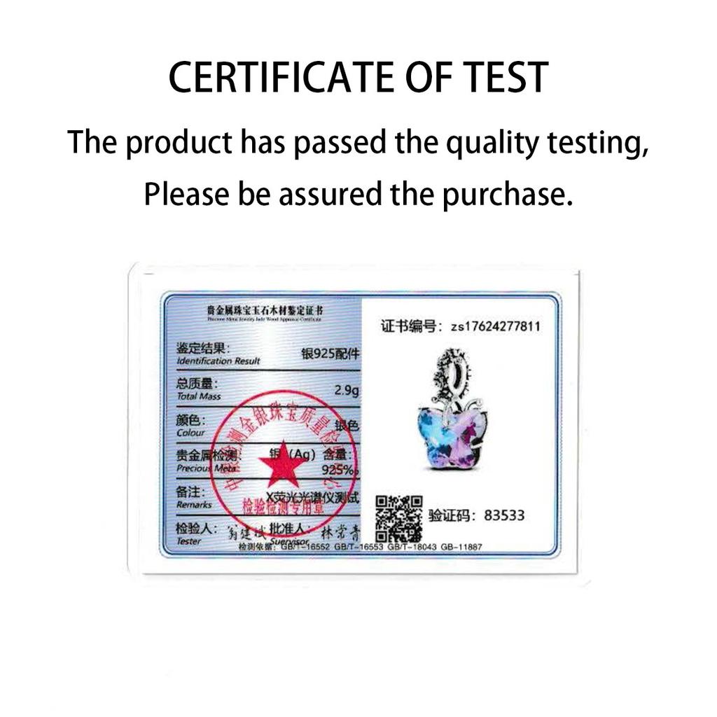 Fashion 925 Silver Colorful Butterfly Sparkling Beads Charms for DIY Bracelet Necklace Jewelry Making Gift