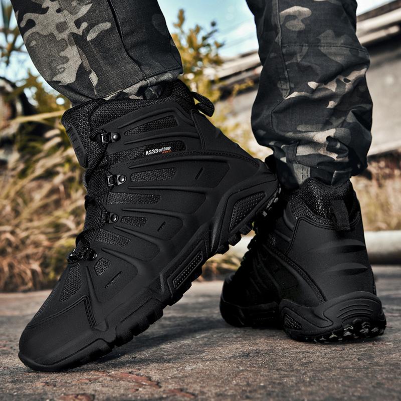 Outdoor High-top Boots Men Anti-slip  Hiking Shoes Men Soft Durable Casual Lace-up Thick-soled Comfortable Combat Boots Men