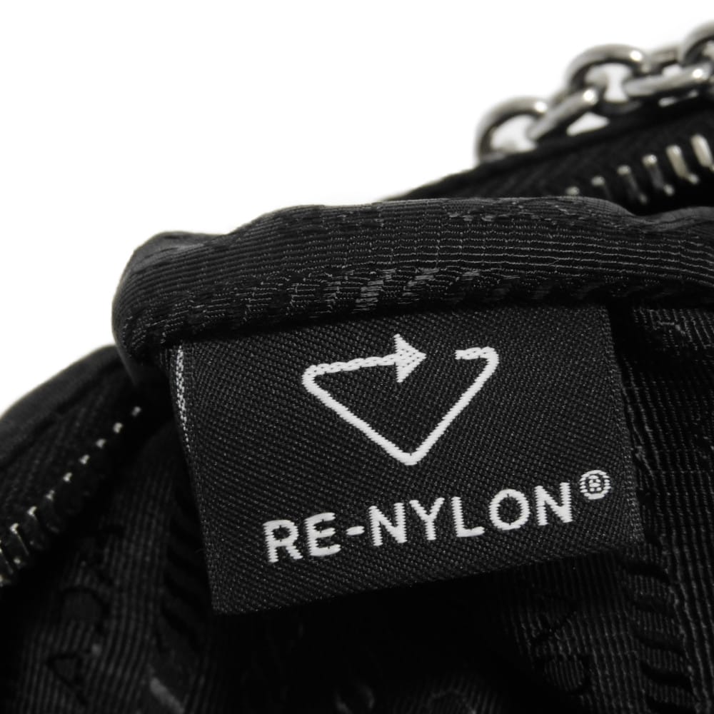 Used 11569 Re-Edition 2005 Re-Nylon Polka Dot Bag 1BH204 7921 Sequin Chain Triangle Logo Black Women's from Japan