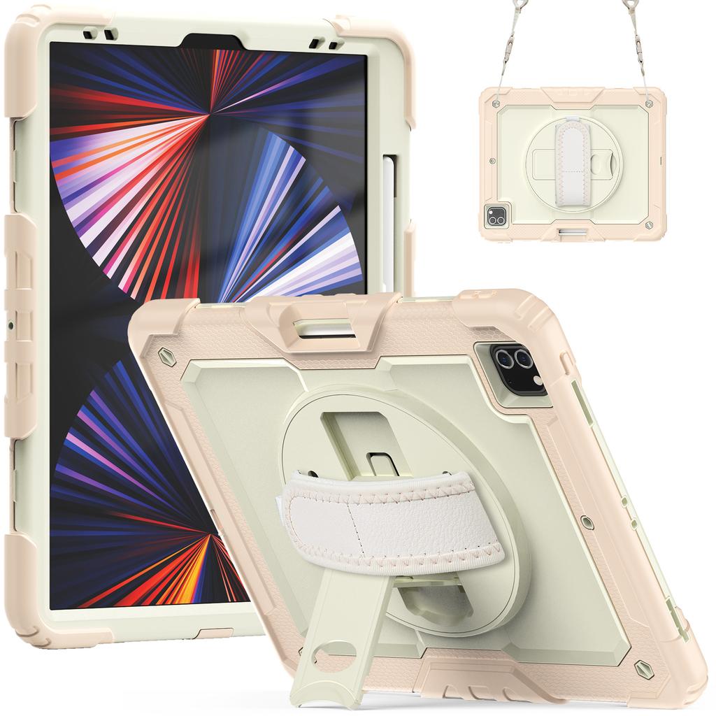 Armor Stand Case Universal for IPad Pro12.9 2018 2020 2021 2022 3rd 4th 5th 6th Gen Hybrid Cover with Screen Protector 3-Layers