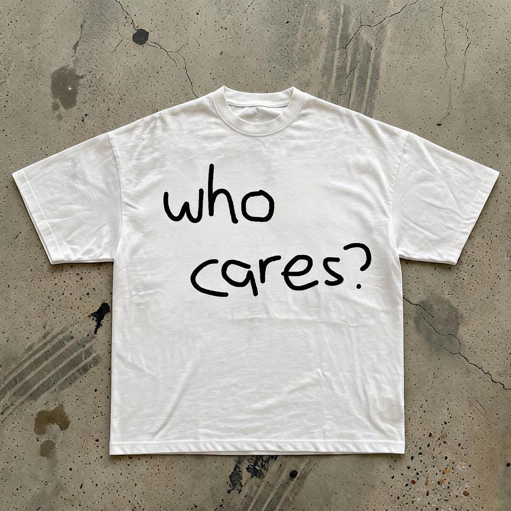 Who Cares? Text Tee | Minimalist Hand-lettered Shirt