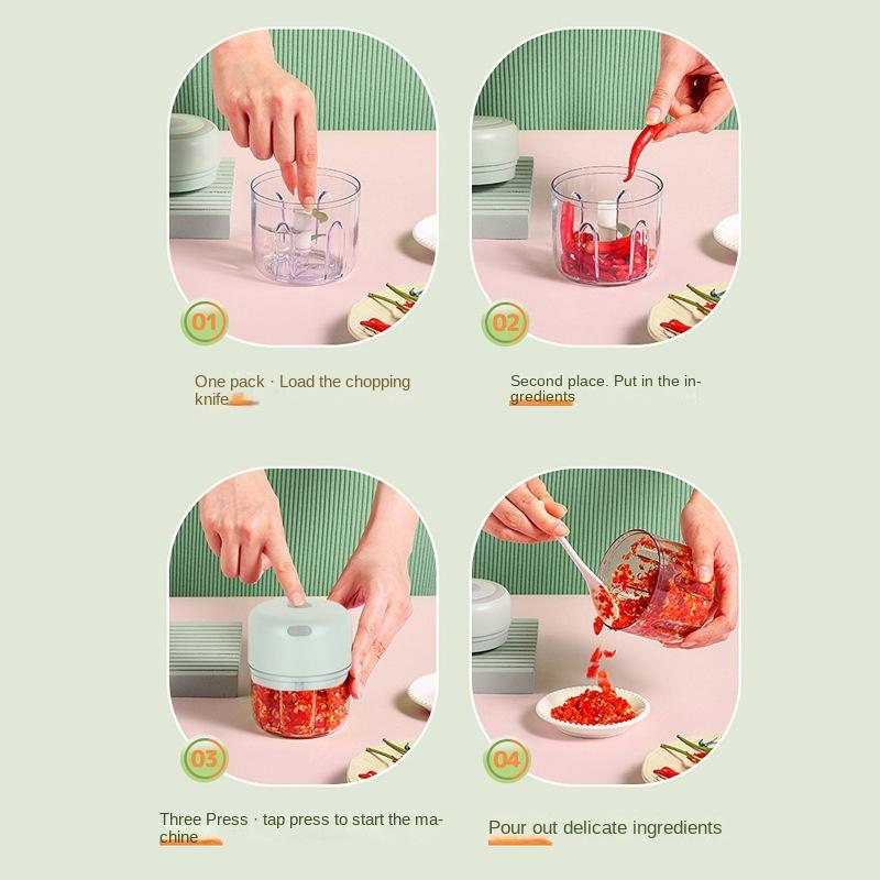Garlic Puree USB Rechargeable Electric Garlic Pounder Mini Garlic Puree Garlic Press Household Garlic Milling Machine Garlic Punching Machine Garlic
