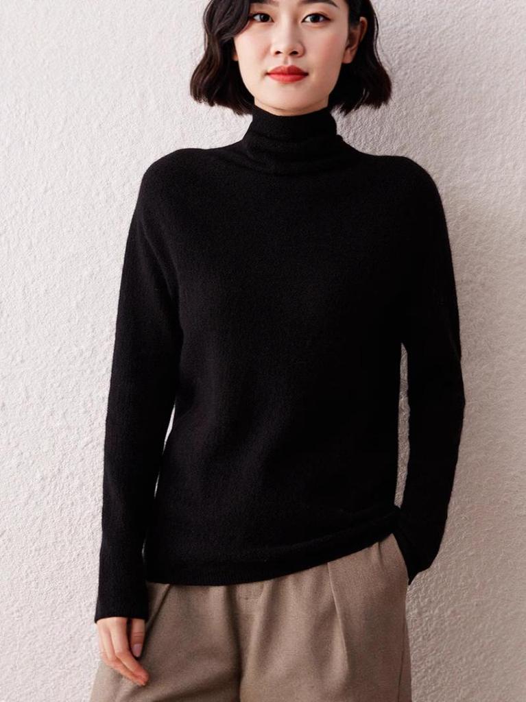 Women's Twelve-Needle Turtleneck Cashmere Sweater - Versatile Autumn/Winter High-End Base Layer