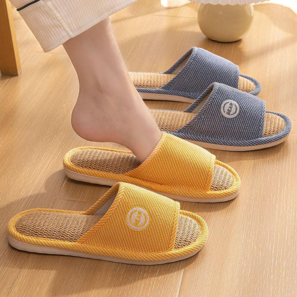 Jie Liya Unisex Linen Slippers - Sweat-Absorbent, Silent, All-Season Indoor Use