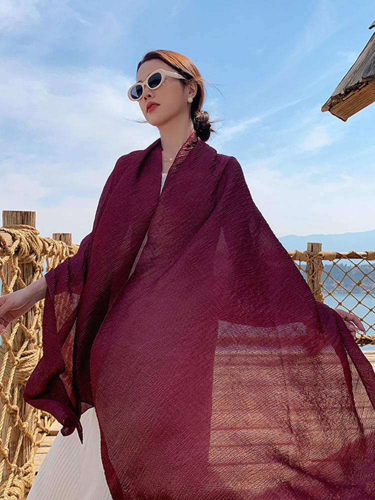 New Cotton Linen Elegant Solid Women Silk Scarf Beach Wrap Shawl Lady Musulman Femme Hijab Bandana Mujer Vacation Scarve Pareo