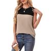 Women's Summer New Round Neck Color Blocked Sleeveless Top Short Sleeved Comfortable Vest