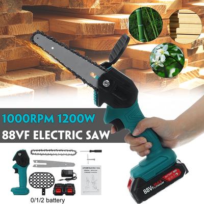 88VF 6 Inch Mini Electric Saw Chainsaw Garden Tree Logging Saw Woodworking Tools Wood Cutters for Makiita 18V Battery