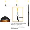 Tomshine Plug-in Metal Pendants Light Classic Black Lampshades Industrial Hanging Ceiling Lamp with