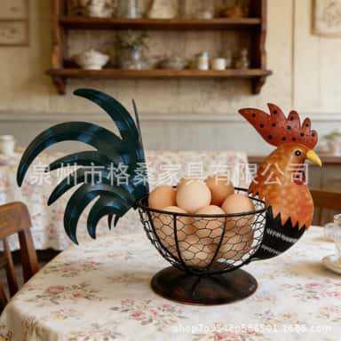 Vintage Egg Basket with Hen Design - Kitchen Storage for Garlic Snacks - Decorative Counter